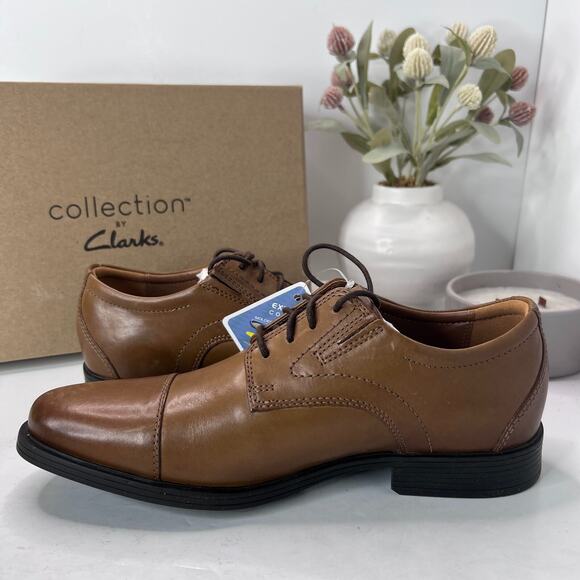 Clarks Whiddon Cap Toe Oxford Leather Shoes Dark Tan 52913 Men\'s US 8.5M NWD main image 11